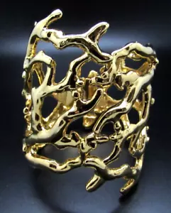 KENNETH J LANE KJL GOLDFARBEN KORALLENZWEIG BREIT AUFKLAPPBAR MANSCHETTE ARMBAND NEU - Bild 1 von 8