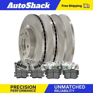 Front & Rear Disc Brake Rotors with Pads & Calipers Set for Honda Civic - Picture 1 of 6