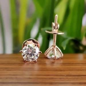 Zertifizierte 3,40 ct Rundschliff weiße Diamant Ohrstecker in 14 Karat Weißgold - Bild 1 von 4