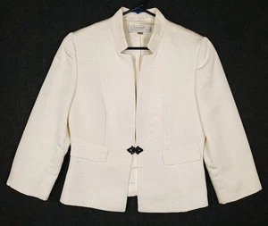 Tahari Arthur S Levine Damen Blazer Gr. 10 Elfenbein Strukturiert Stehkragen - Bild 1 von 24
