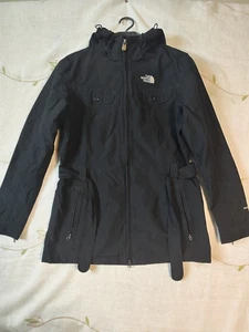 Chaqueta gabardina de lluvia con capucha The North Face para mujer L negra HyVent con cinturón - Imagen 1 de 16