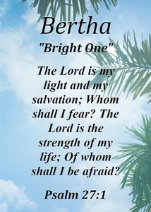 Carte Signification Nom Souvenir Bertha "Bright One" avec Verset Bible - Photo 1/1