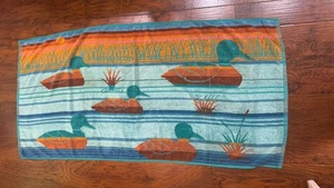 Vintage Multicolor Jo Franco Luxus Handtuch Stockenten türkis grün - Bild 1 von 5