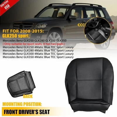 For 08-15 Mercedes Benz C250 C300 C350 Driver Bottom Leather Seat Cover Black - Image 1 of 4