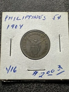 1904 Philippines Silver 5 Centavos - KM# 167 USA Non Magnetic - Picture 1 of 4