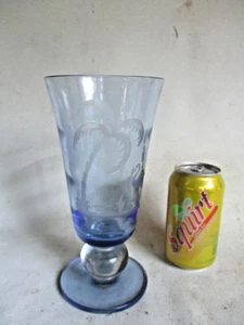 elegante Glaswaren Vase mcm blau Kunstglasvase geätzt Storch & Baum Heisey Tiffin - Bild 1 von 11