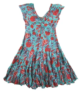 Trade Cloth leichtes Baumwolle Kurzarm U-Ausschnitt Etui Prärie Kleid XXS - Bild 1 von 4