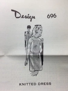 Vtg Mail Order Design 696 KNITTED DRESS Pattern Original - Picture 1 of 2