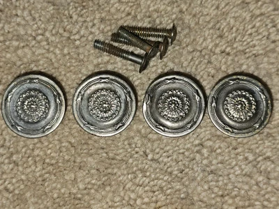 4 антикварных винтажных хромированных латунных дверных ящика шкафа мебели - Изображение 1 из 4