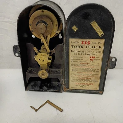 Antique Ansonia Clock Co Tork Owl Tombstone Coffin 115 Single Pole 10 Day Runs 2 - Image 1 of 4