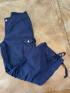 Lauren Ralph Lauren Navy Blue Capri Pants Sz6 Waist 32” Inseam 26” Cargo Pockets - Picture 1 of 7