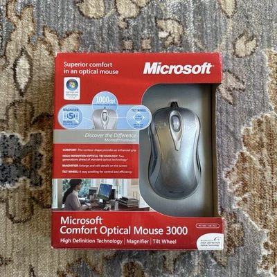 Microsoft Comfort Optical Mouse 3000 Wired Mouse Brand New OPEN BOX Gray - Image 1 of 4