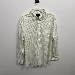 LANDS END Coolmax Mens XL Button Up Shirt Traditional All Over Pineapple Design - Picture 1 of 11