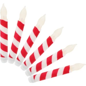 UPKOCH 6pcs Flameless Taper Candles Red White Striped Christmas Candy Candles Ba - Picture 1 of 8