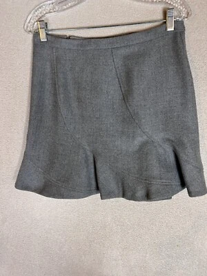 J. 圆领裙女式 6 灰色羊毛衬里喇叭职业拉链短款 — 第 1/4 张图片