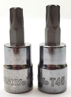 Lot of 2 Husky T45 Torx Bit Sockets 3/8" Drive - Image 1 of 4