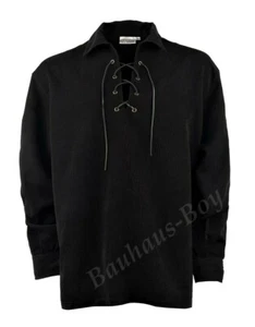 JACOBITE GHILLIE KILT SHIRT BLACK size SMALL LUXURY SCOTTISH GENTS HIGHLAND WEAR - Picture 1 of 4