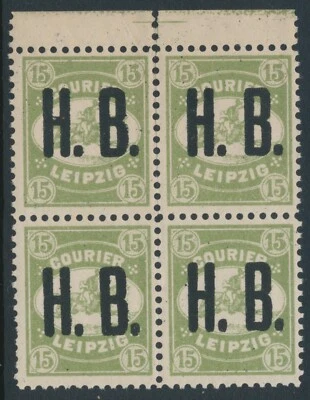 Leipzig 1893 Mi E6 15 Pf MNH Town Local, PrivatPost (**) Block 4 some separation - Image 1 of 2