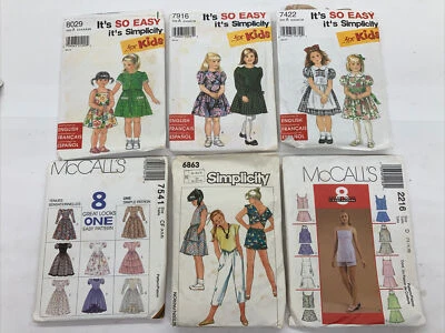 Vintage Childrens Patterns Lot Of 6 80s & 90s Mixed Brands & Sizes 2-16 C10K - Image 1 of 4