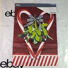 NWT Christmas Garden Flag 3D 2-Sided Mistletoe & 2 Candy Cane Heart 12.5" x 18"