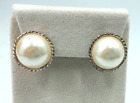Vintage 1970's Silver Tone Simulated Mabe Pearl Lightweight Clip On Earrings
