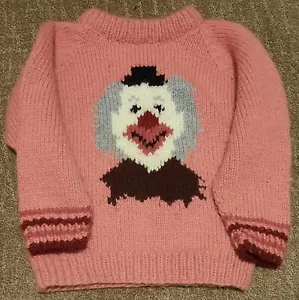 Youth Hand Knit Pullover Sweater, Pink , Clown - Bild 1 von 5