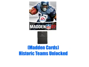 Madden NFL 07 Historic Teams Unlocked Madden Cards Save File PlayStation 2 PS2 - Picture 1 of 1