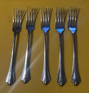 5 Dinner Forks Oneida Community ROYAL FLUTE Stainless Flatware Glossy - Picture 1 of 5