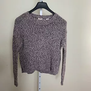 Levi's Women's Pullover Sweater Size S Brown & White Marled LS Wool Blend Hi-Low - Picture 1 of 9