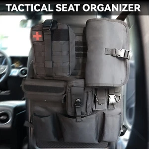 Universal Car Tactical Seat Back Cover Organizer Storage Bag with 7 Molle Pouch. - Picture 1 of 12