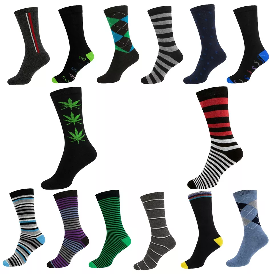 Mens Moon Funky Design Socks Bright Cotton Rich Coloured Stripes Size 6-11 - Image 1 of 1