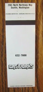 SEATTLE, WASHINGTON: GASWORKS MATCHBOOK MATCHCOVER -E - Picture 1 of 1