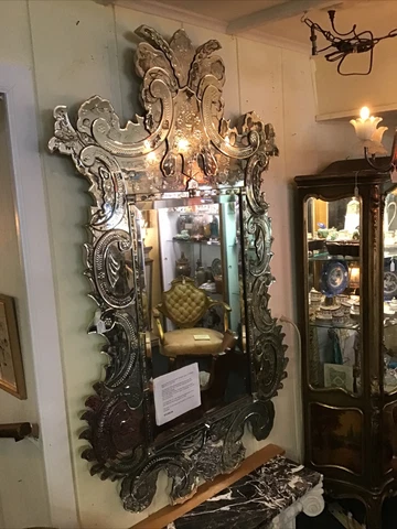 Monumental Museum Quality Venetian Hand Cut Beveled Glass Mirror Circa 1900 Cover