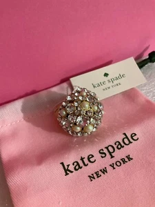 NWT Kate  spade New York pick a pearl cocktail ring crystal gold plated size 5 - Picture 1 of 12