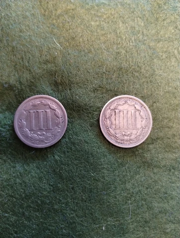 2 3 CENT NICKELS 1874 AND 1865 Cover