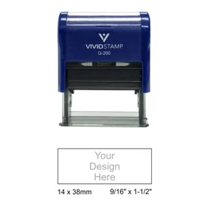 Vivid Stamp Q-200 Customizable Self-Inking Stamp - Blue Body - Picture 1 of 1