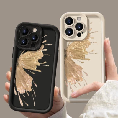 Case For iPhone 16 15 14 Pro Max 13 12 XR ShockProof Gold Butterfly Girl's Cover - Image 1 of 4
