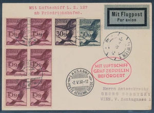 Zeppelin Schweizfahrt 1930 Zuleitung Österreich Karte Abwurf Lausanne (S23525) - Picture 1 of 2
