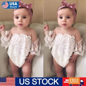 Newborn Infant Baby Girls Clothes Jumpsuit Bodysuit Lace Romper dress Outfits - Picture 1 of 12