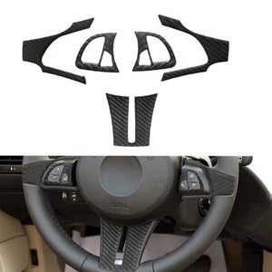 5Pcs For BMW Z4 2003-2008 Carbon Fiber Interior Steering Wheel Trim Cover Bezel - Picture 1 of 11