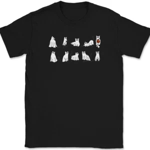 Ghost Cats T-Shirt Funny Humor Kittens Felines Halloween Trick or Treat Tee - Picture 1 of 10