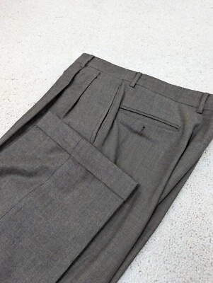 Pantalones de franela de lana para hombre 34x29 marrón lana Jos A banco plisado pierna recta clásicos Foto 1 de 4