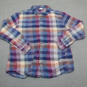 Carbon 2 Colbalt Shirt Mens Extra Large Blue Red Madras Plaid Long Sleeve Preppy - Picture 1 of 9