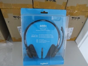 Genuine LOGITECH 3.5 mm Analog STEREO HEADSET H151 w/ Boom Microphone New Sealed - Picture 1 of 8