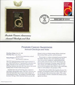 Prostate Cancer Awareness--Annual Checkups and Testing-1st day issue-Golden Repl - Picture 1 of 1