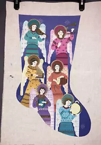 Angels Hand Painted Needlepoint Canvas Christmas Stocking - Picture 1 of 6