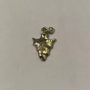 14k Yellow Gold Hanging Arrow Head Charm Pendant - Picture 1 of 5