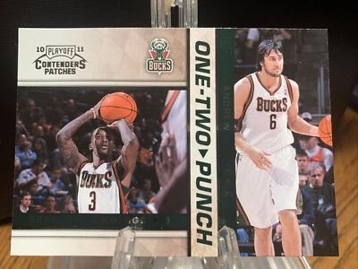 Tarjeta de baloncesto 2010-11 Playoff Contender 1-2 Punch Bucks #5 Jennings/Bogut Foto 1 de 2