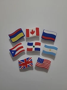 Fun Flags Rubber Shoe Charms For Crocs Cupcake Toppers 8 Pc - Picture 1 of 4