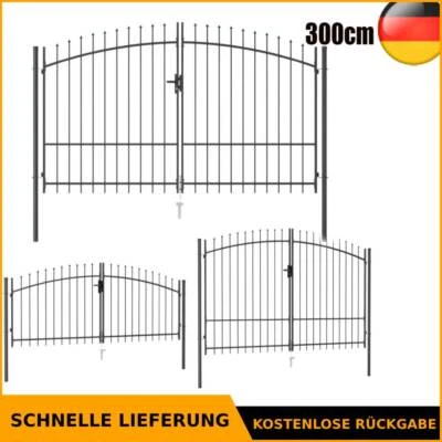 Gartentor Doppelflügeltor Doppelflügel Einfahrtstor mit Spitzen Stahl Hoftor Neu - Bild 1 von 4